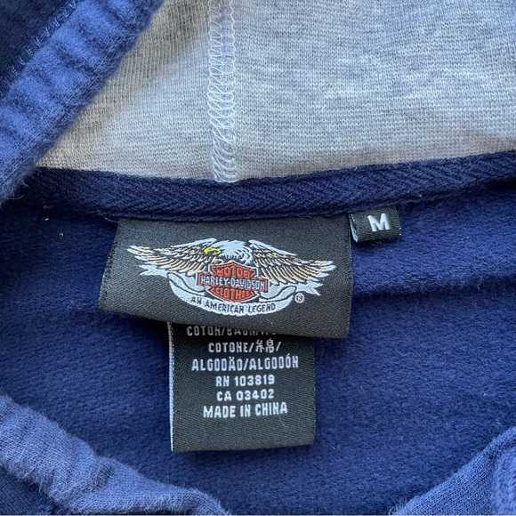 Harley Davidson Women’s Zip-Up Hoodie Sweatshirt Size Medium Navy Blue Cotton - Picture 6 of 8